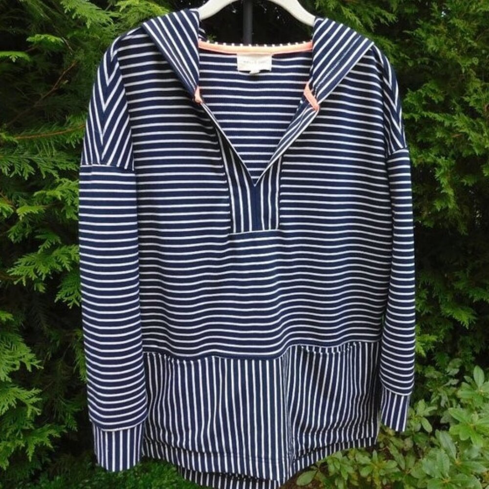 Melloday Oversized Hi-Lo Peplum Hoodie with Plunging V-Neck